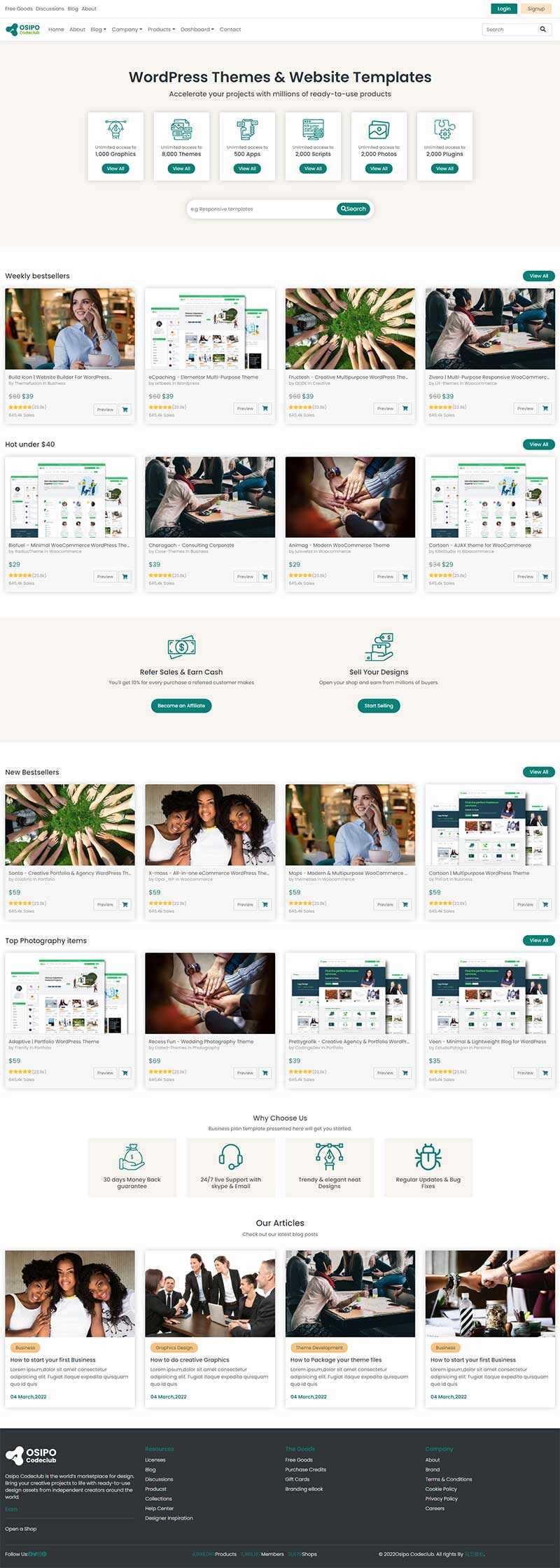 国外虚拟素材下载类网站html模板 - 项目资源网