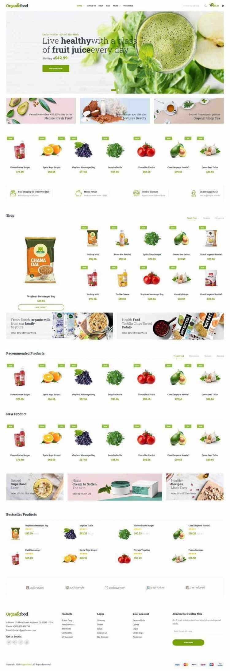 绿色Bootstrap4响应式食品蔬菜水果外卖预订商城网站 - 项目资源网