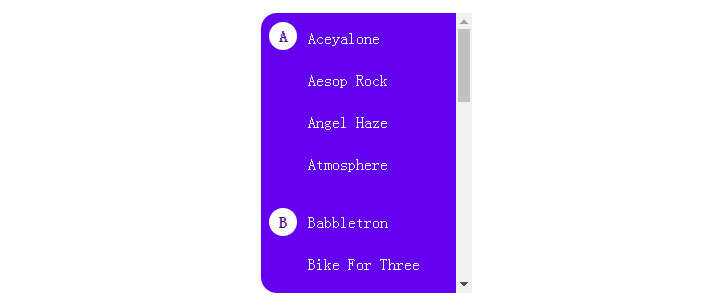 js+css3侧边栏滚动显示首字母索引特效 - 项目资源网