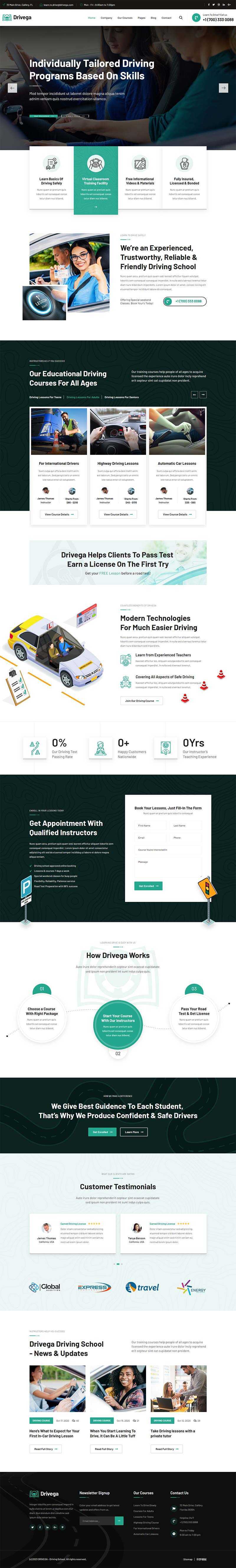 绿色汽车驾校培训企业官网HTML模板 - 项目资源网