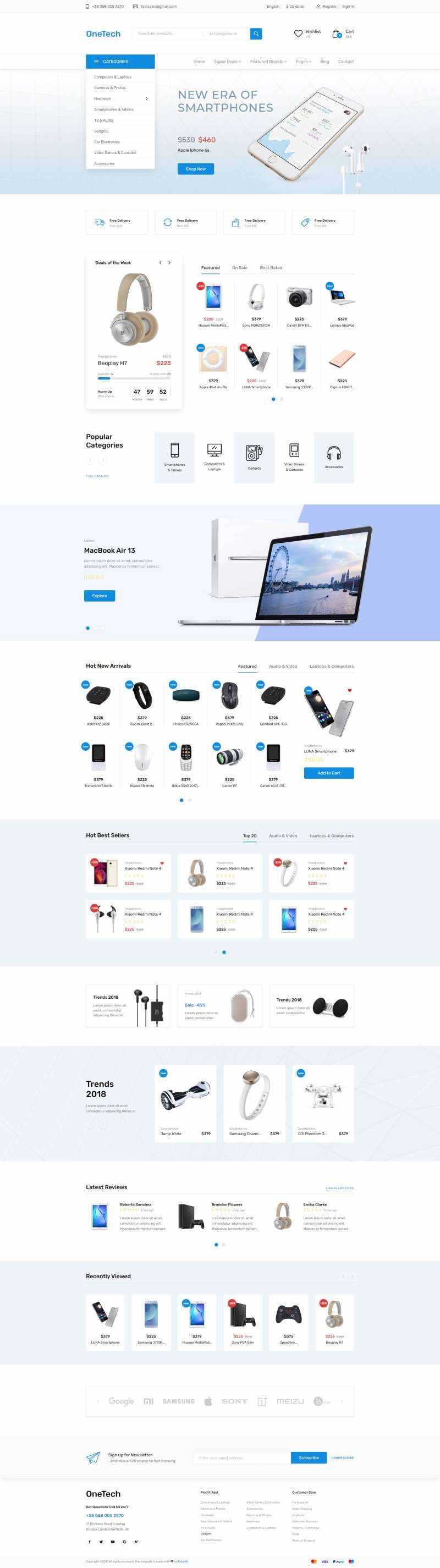 浅蓝色干净简洁的响应式数码商城html模板 - 项目资源网