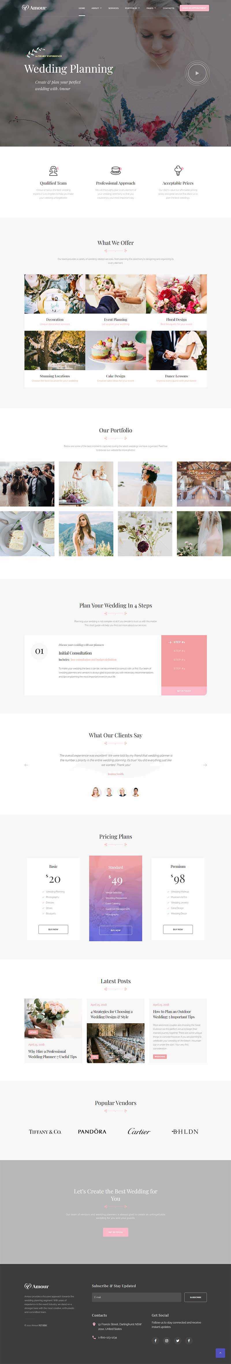 粉色简约的婚庆婚礼策划网站html模板 - 项目资源网