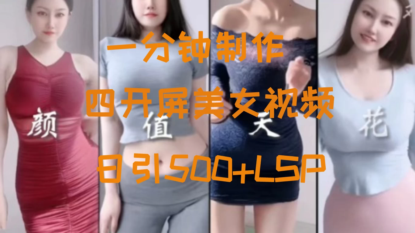 S粉新玩法，流量爆炸，美女视频四开屏，日引500+ - 项目资源网