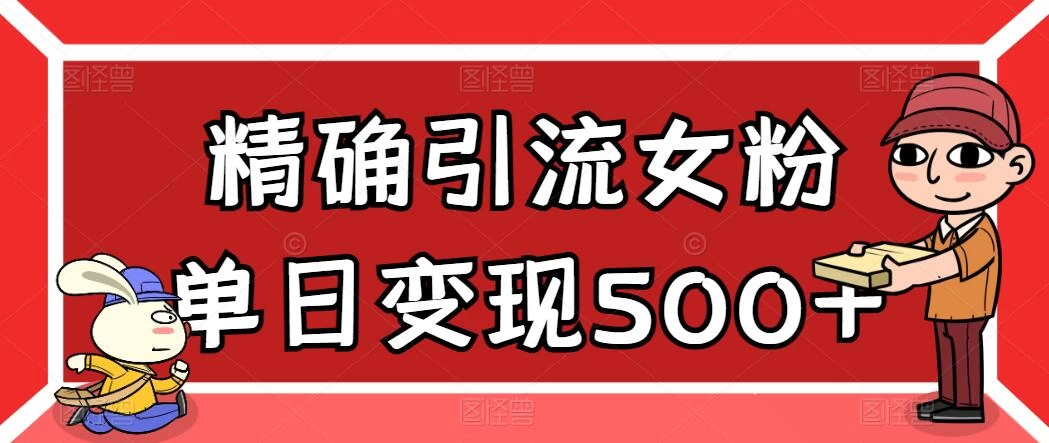 精确引流女粉，单日变现500+，高复购，保姆级教程 - 项目资源网