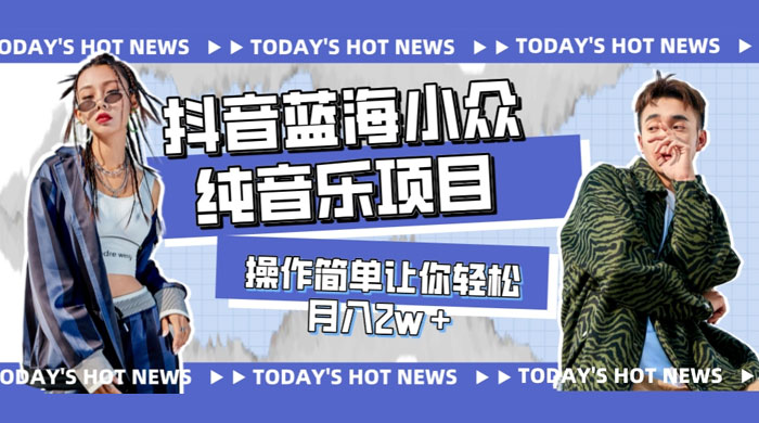 宝藏细分领域，抖音蓝海小众纯音乐项目，操作简单让你轻松月入 2w+ - 项目资源网