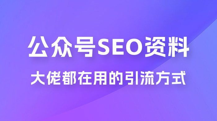 公众号 SEO 虚拟资料，操作简单，日入 500+，可批量操作 - 项目资源网