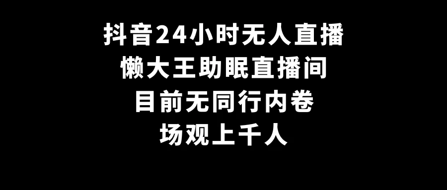 抖音24小时无人直播，懒大王助眠直播间，目前无同行内卷，场观上千人 - 项目资源网