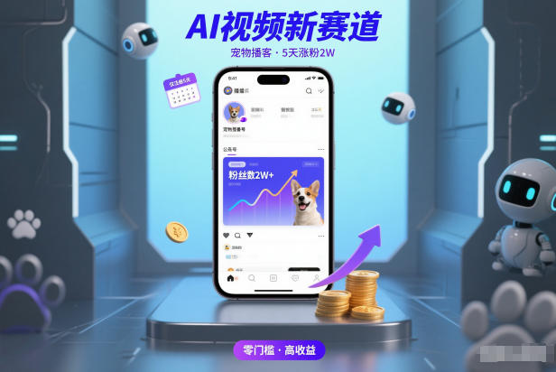 AI视频新赛道，宠物播客仅注册5天涨粉2W，收益非常可观 - 项目资源网